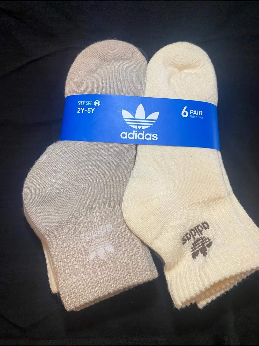 adidas Kids 6-Pack Low-Cut Socks in Beige and Cream